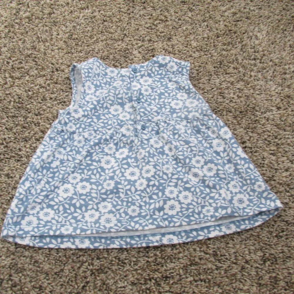 Carters 2 Pc Sleeveless Shirt Bloomer Outfit Girls 24M Blue Floral‎ Pullover